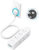 360° Rotating Power Strip 9 Outlets USB PD 20W 5FT Flat Plug Surge Protector