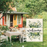 Spring Summer Floral Welcome Garden Flag 12X18 Inch Double Sided Outside, Eucalyptus Seasonal Farmhouse Yard Outdoor Flag