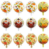 Thanksgiving Foil Balloons: Turkey & Maple Leaf Designs - 18 Inch (12pcs)