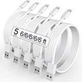 5 Pack Apple MFi Certified iPhone Charger Cable 6FT Lightning Fast Charging USB Cord for iPhone 13 12 11 iPad AirPods