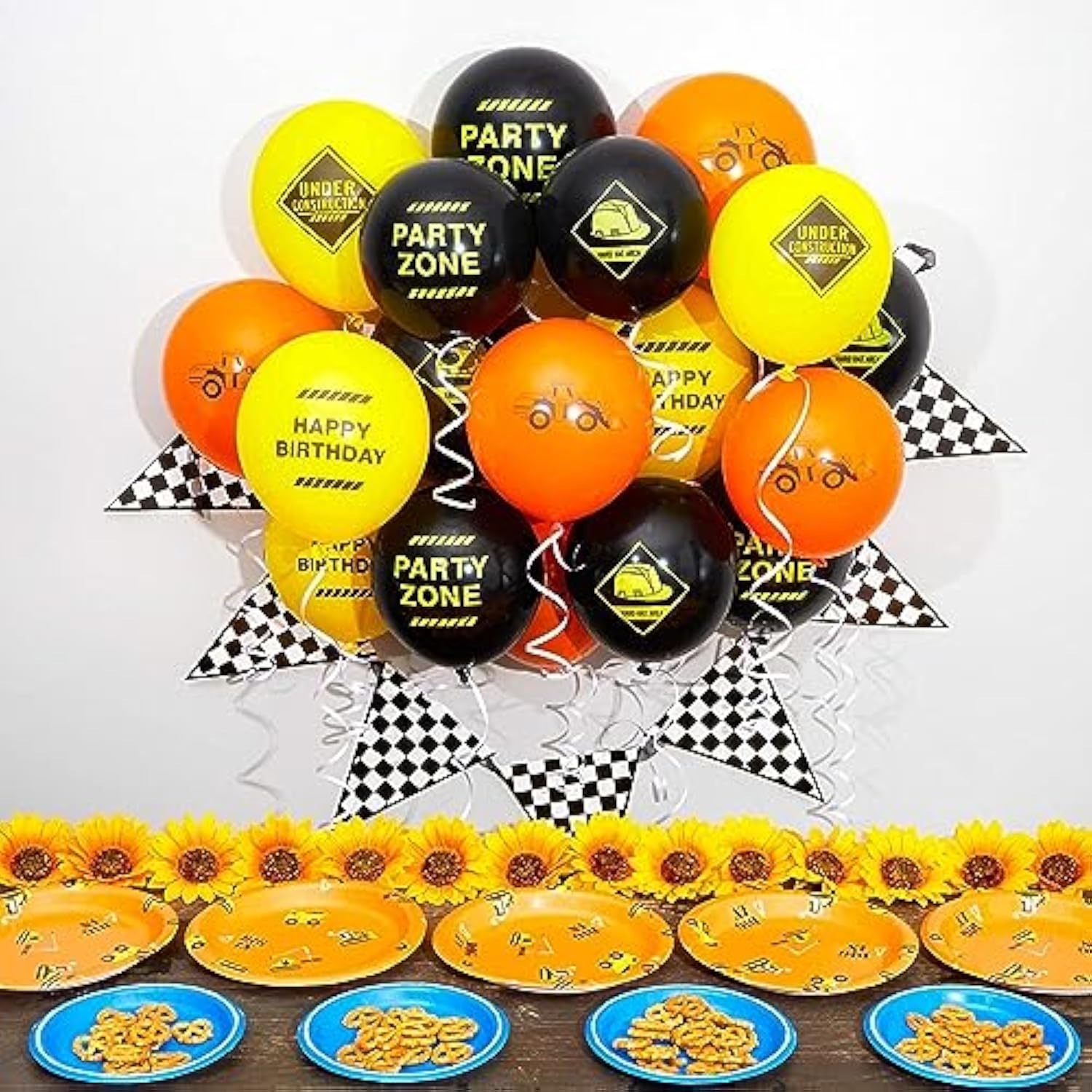 50 Pack 12 Inch Construction Balloons Birthday Party Decorations