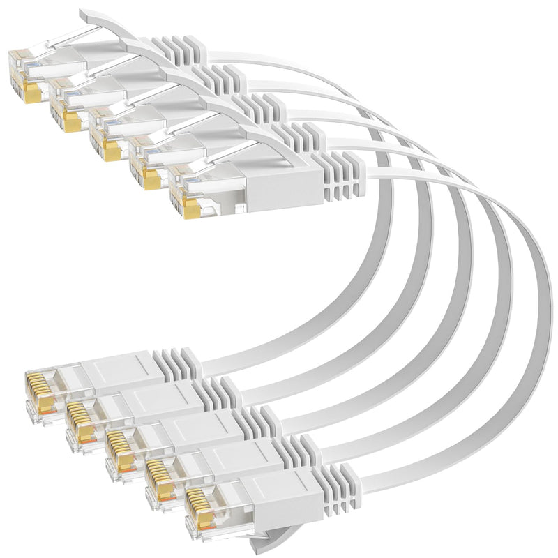 Cat 6 Flat Ethernet Cable 3 Ft/5 Pack, High Speed Slim Patch Cables Internet C