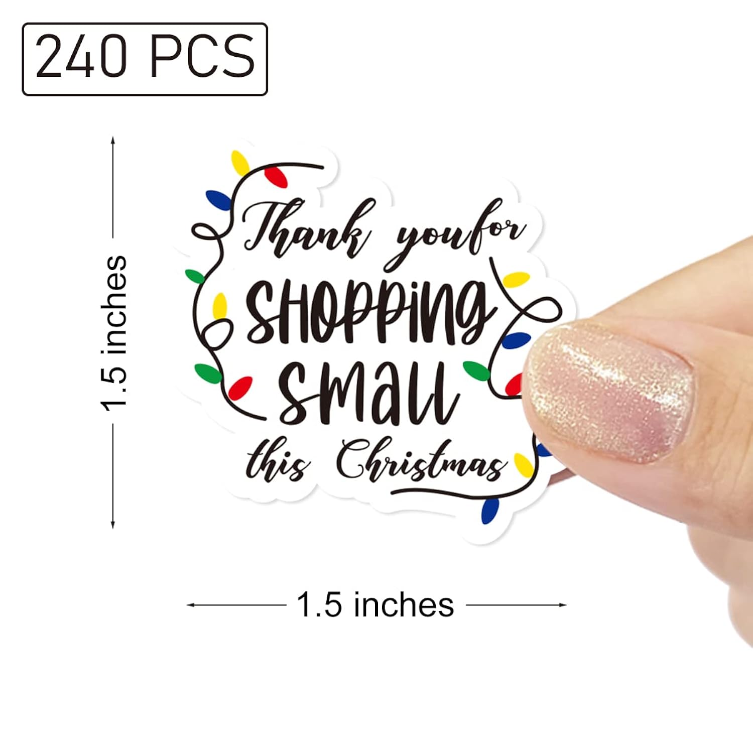 240 Pcs Thank You Shopping This Christmas Stickers,Cute Small Business Envelopes Stickers For Packages/Handmade Goods/Bags ,Christmas Theme Shop Seals