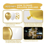 White And Gold Balloon Arch Kit, 140Pcs Matte White Metallic Gold And Gold Confetti Party Balloon Garland Kit For Wedding, Engagements, Birthday, Bridal Shower, Baby Shower Anniversary Decorations