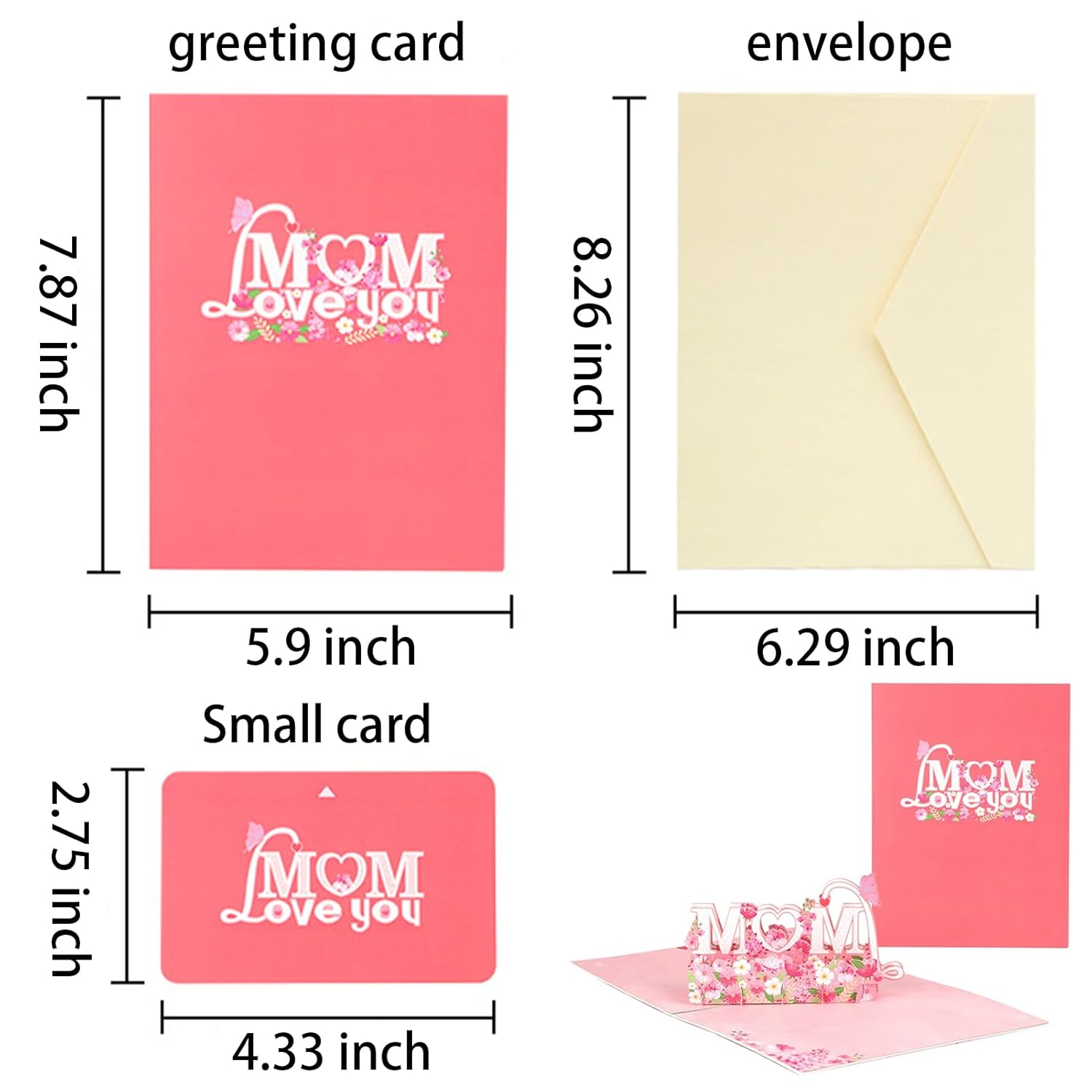 Mothers Day Pop Up Greeting Cards 3D Mothers Day Card For Mom Grandma, Best Mom Gift From With Envelope Blank Note To Give Mom Gift Thanksgiving Greeting Card
