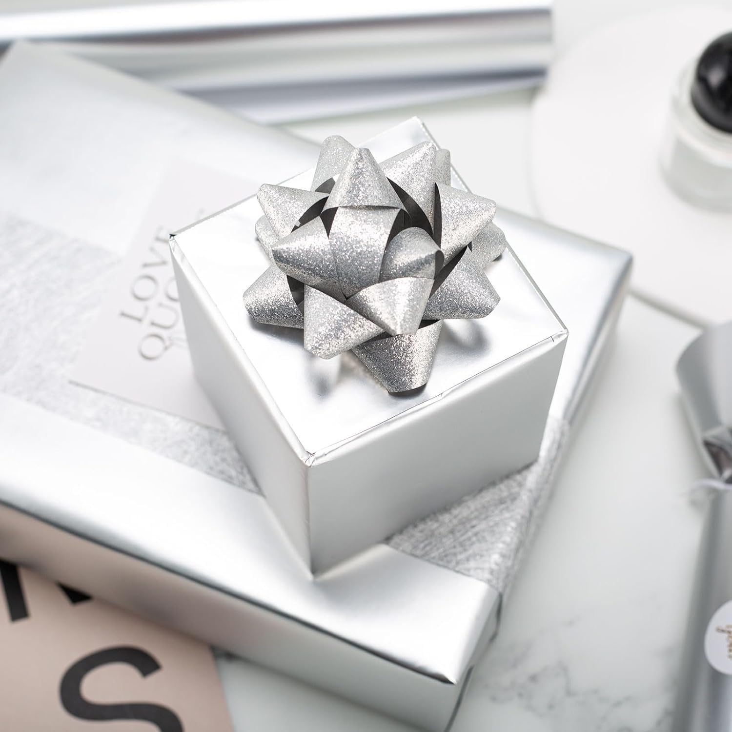 Mini Wrapping Paper Roll-46.8 Sqft. Matte Silver Solid Color For Birthday, Christmas, Wedding, Baby Shower, Holiday, Bridal Shower-17In X 33Ft