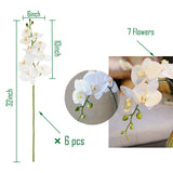 32" Artificial Phalaenopsis Flowers 6 Pcs Artificial Orchid Flowers Stem Plants For Home Décor (6Pcs)