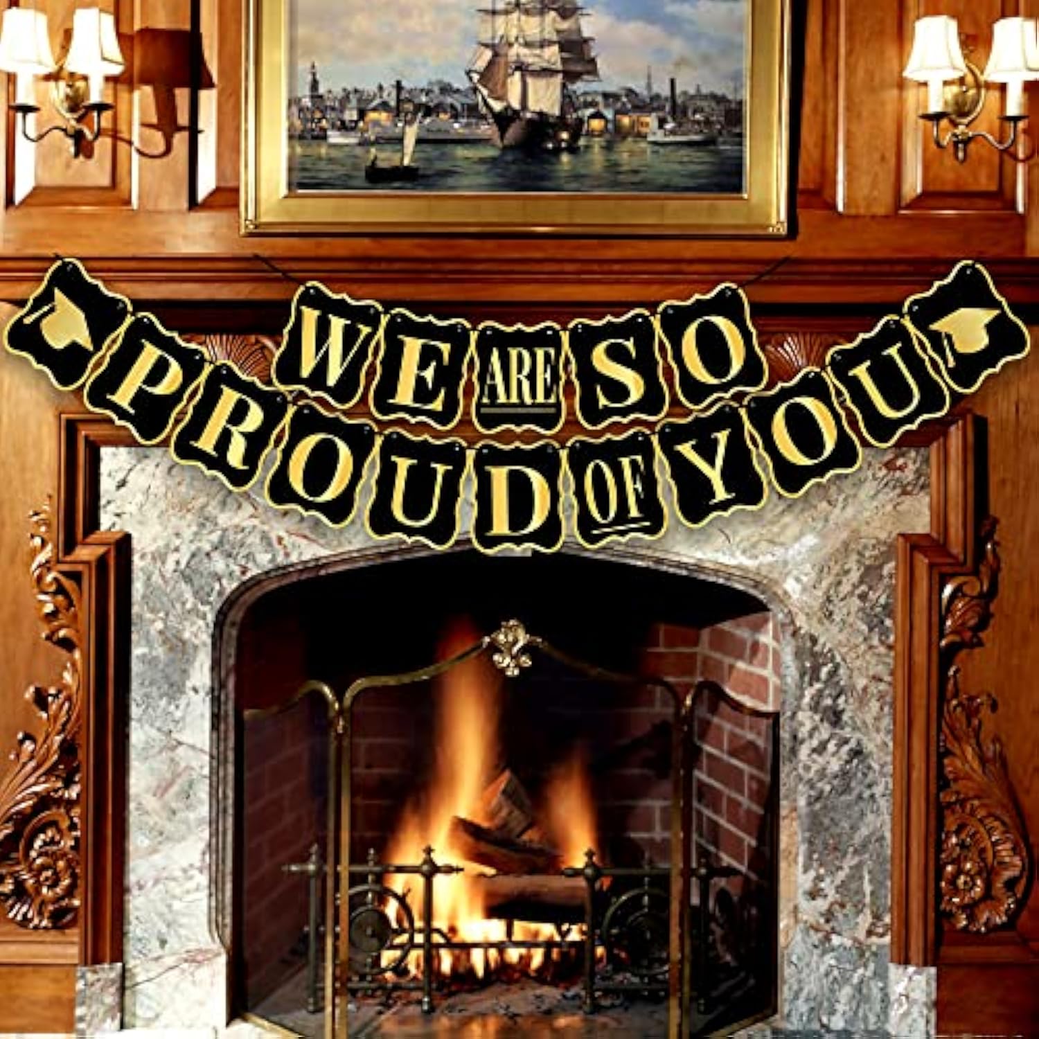 We Are So Proud Of You Banner - Large 14 Feet, No Diy | Graduation 2024 Party Decorations | Congratulations Banner, Gold And Black Class Of 2024 Decorations