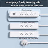Surge Protector Power Strip 9 Outlets 5 USB Ports 2 USB C 5FT Flat Plug White