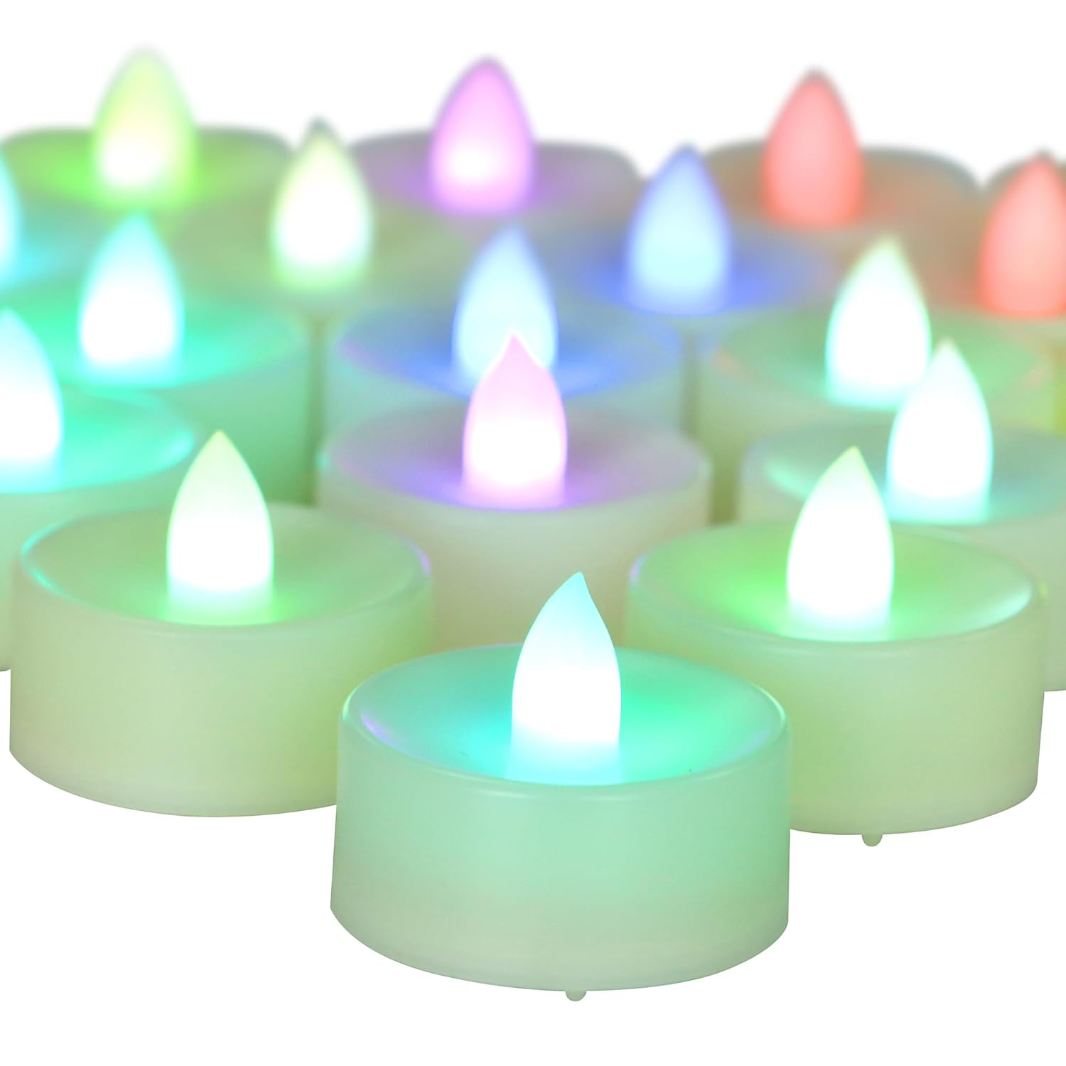 CANDLE CHOICE Color Changing Battery Operated Flameless Tea Lights Bright Flickering LED Tealight Candles Wedding Table Centerpieces Halloween Thanksgiving Christmas Decorations Batteries Incl 12 Pack