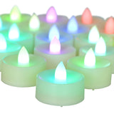 CANDLE CHOICE Color Changing Battery Operated Flameless Tea Lights Bright Flickering LED Tealight Candles Wedding Table Centerpieces Halloween Thanksgiving Christmas Decorations Batteries Incl 12 Pack