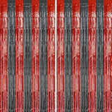 2-Pack Red & Black Foil Fringe Backdrop Curtains for Party & Photo Booth Décor