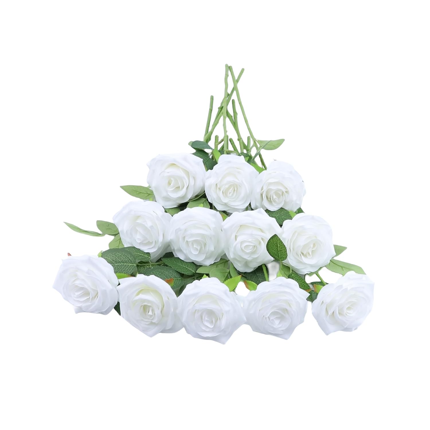 Rose Artificial Flowers Artificial Rose Fake Rose Silk Rose Real Looking Fake Flowers With Stems For Diy Wedding Bouquets Tables Centerpieces Floral Arrangements (12, White)