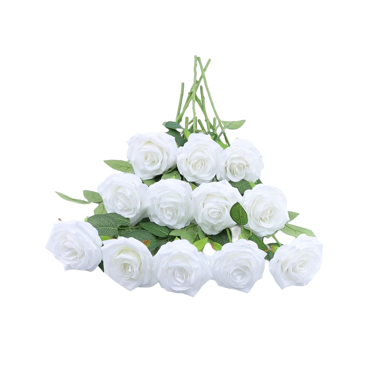 Rose Artificial Flowers Artificial Rose Fake Rose Silk Rose Real Looking Fake Flowers With Stems For Diy Wedding Bouquets Tables Centerpieces Floral Arrangements (12, White)