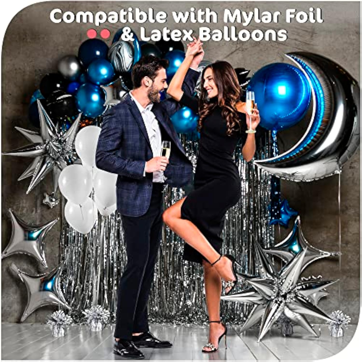 12-Pack Silver Balloon Weights – 4.8" Metallic Foil Weights for Helium Balloons & Table Decor