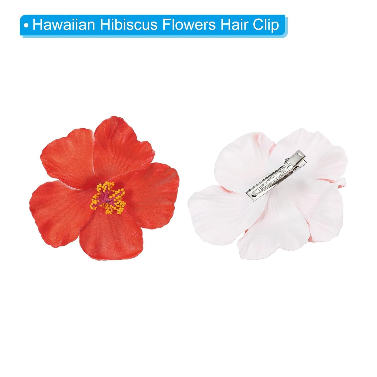 Hawaiian Hibiscus Flowers, 16 Pack Artificial Flowers Hair Clip Diy Foam Hibiscus Flower For Tabletop Decoration Party Favors Supplies, Red