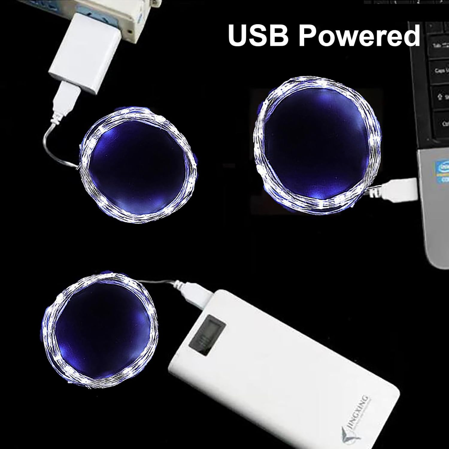 Usb Fairy String Lights, 2M/6.56Ft 20 Leds Usb Plug And Play Indoor Diy Decor Lamp For Parties Christmas Tree-Silver Wir
