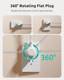360° Rotating Flat Plug Surge Protector Power Strip 8 Outlets 4 USB Ports 3 USB C 6FT White