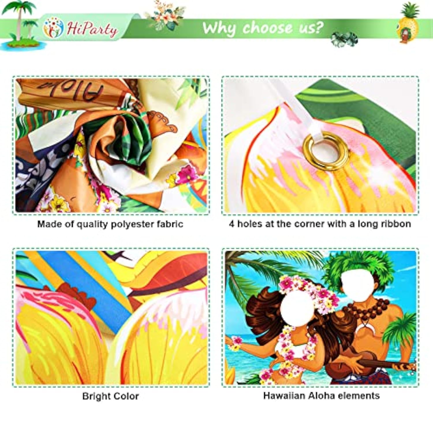 Hawaiian Luau Party Decorations, Luau Couple Photo Door Banner, Tiki Luau Photo Props For Beach Party Tiki Banner Background Photography For Tropical Themed Decoration
