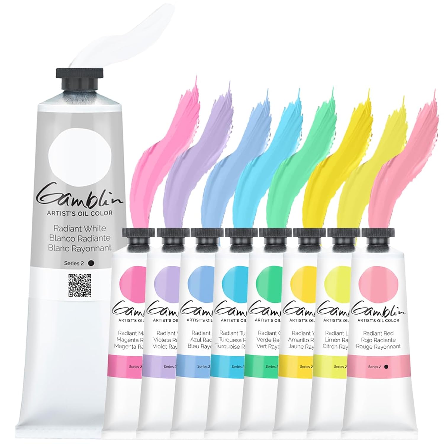 Gamblin Professional Oil Paint Set - 9 Radiant Colors, 37Ml Tubes & 150Ml Radiant White, Opaque & Low Absorption, Inspired By Impressionists, Ideal For Plein Air & Alla Prima Painting