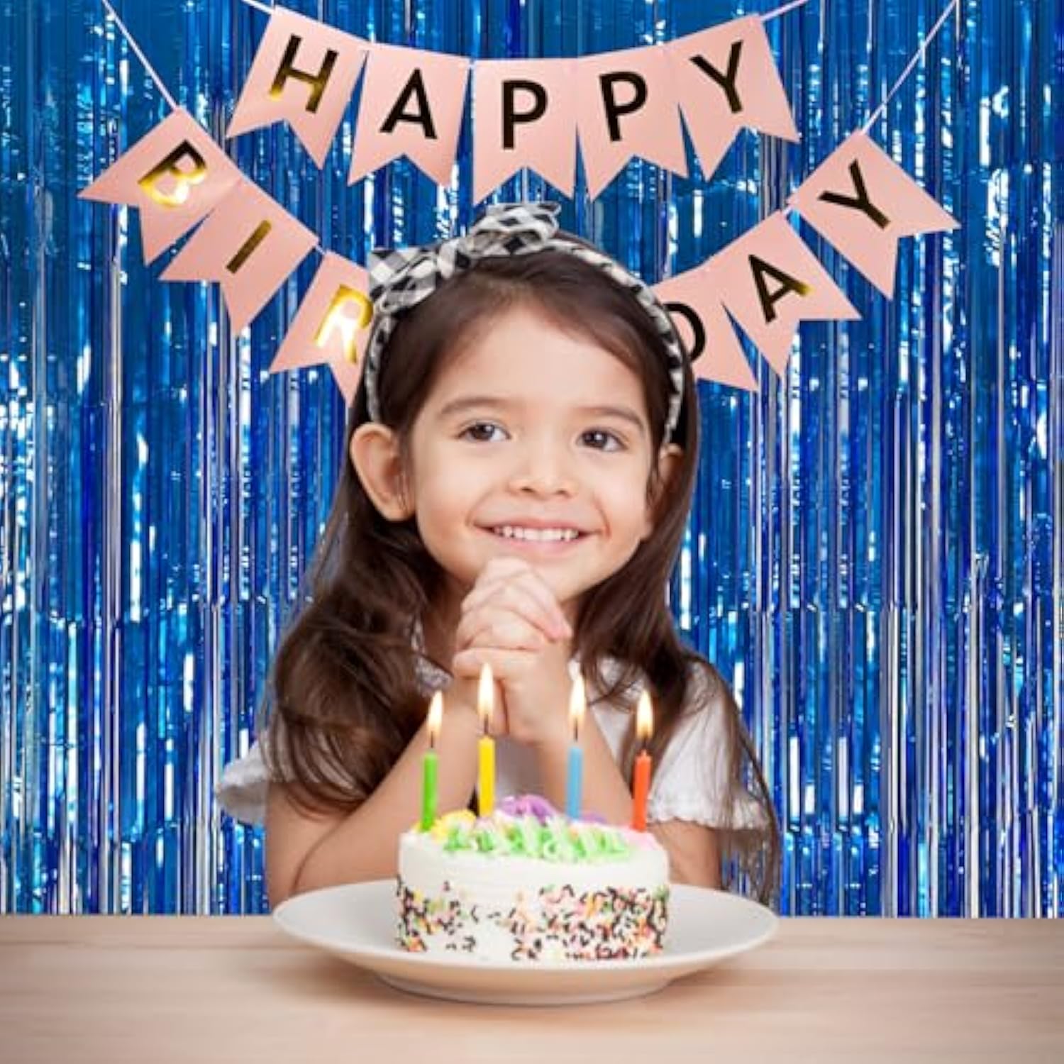 2 Pack Blue Party Decorations Ocean Party Decor Supplies Blue Party Streamers Birthday Decorations Tinsel Foil Fringe Curtains Photo Booth Props Celebration Decorations