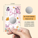 50 Pack Butterfly Baby Theme Scratch Off Game, Pink Scratch Card For Baby Shower Birthday Party Lottery Games Group Games Family Activity, Baby Shower Activity And Idea