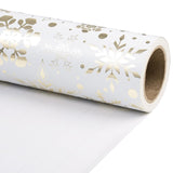 Gold Foil Snowflake Christmas Wrapping Paper Roll, Mini Roll, Elegant Gold And White Snowflake Design Gift Wrap Paper, Perfect For Holiday Gifts, Christmas Party, 17 Inches X 32.8 Feet