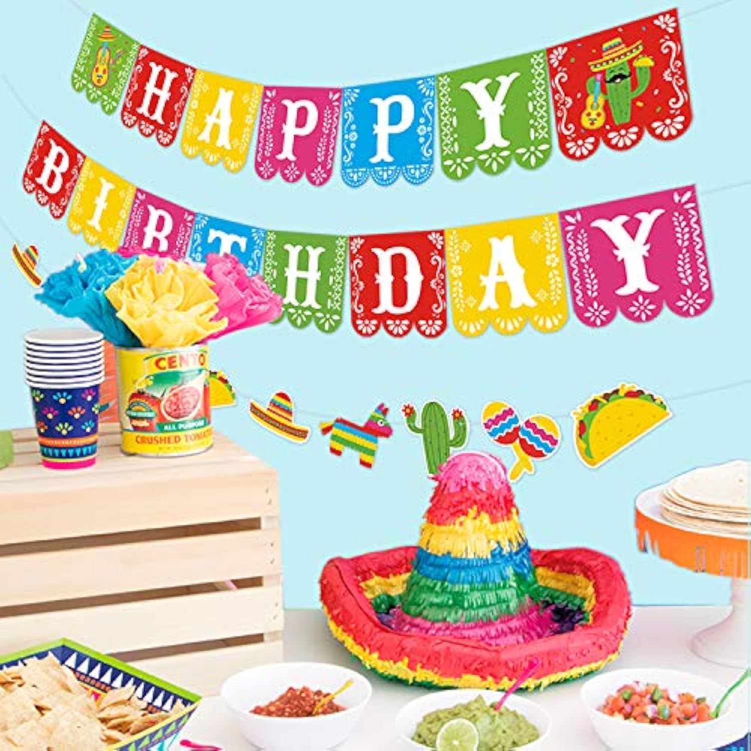 3 Pcs Mexican Happy Birthday Banner Cinco De Mayo Fiesta Party & Photo Booth Decor