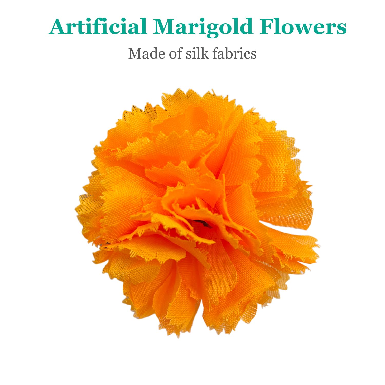 50Pcs Artificial Marigold Flowers, 2‘’ Silk Heads With Stems For Diwali, Indian Festival, Day Of The Dead Dia De Los Muertos, Mexican Party, Halloween, Altar Diy Decor
