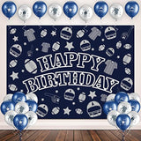 22 Pcs Cowboy Birthday Party Supplies Set Include 1 Cowboy Backdrop 20 Birthday Balloons 1 Ribbon Navy Blue Football Birthday Decoration For Football Sports Themed Game Party Celebration
