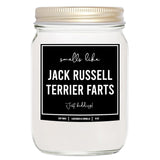 You Nique Designs Jack Russell Gifts - 8Oz Dog Fart Candle, Jack Russell Terrier Gifts For Women, Men - Jack Russell Dad Mom Gift Idea - Jack Russell Terrier Decor, Accessories (Lavender & Vanilla)