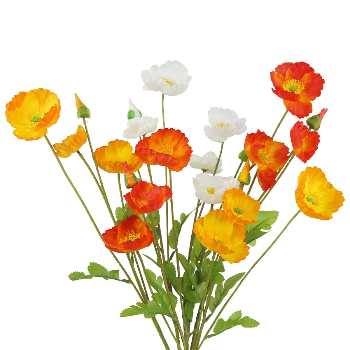 6 Pcs Artificial Poppy Flowers Silk Flower Poppy With Stems Real Touch Faux Poppy Spring Flowers For Home Kitchen Wedding Decorations Floral Arrangement Table Centerpiece