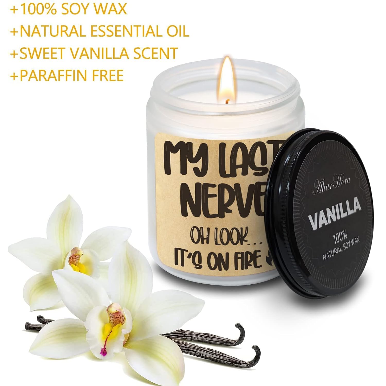 Funny Scented Jar Candle, Candle Gifts For Women - My Last Nerve Candle - Humorous Unique Gifts For Best Friend Bff Bestie Women Men Coworker Birthday Gift