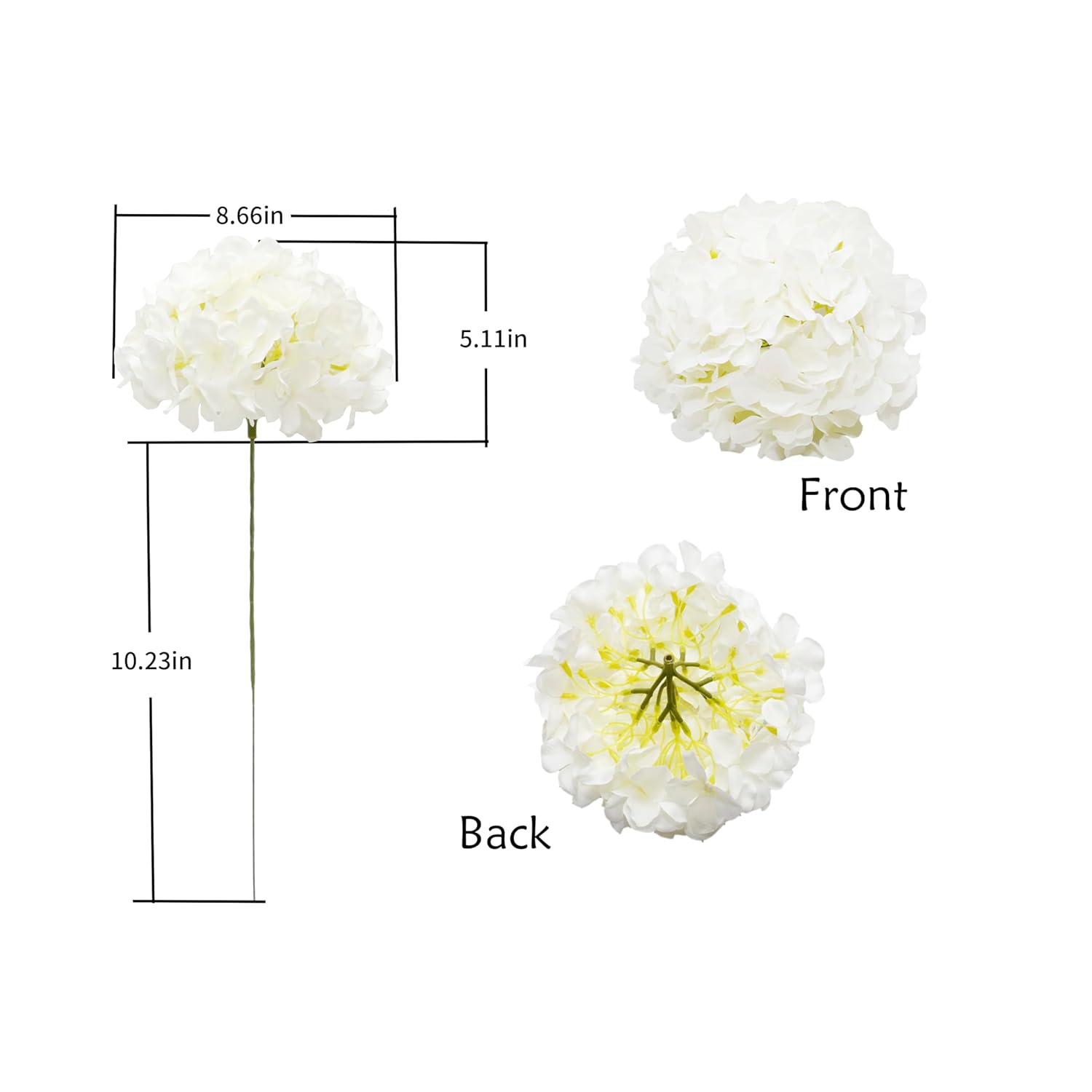 Artificial Bigger Silk Hydrangea Flower Heads With Stem Fake White Hydrangea Flowers For Wedding Home Garden Centerpiece Pack Of 6