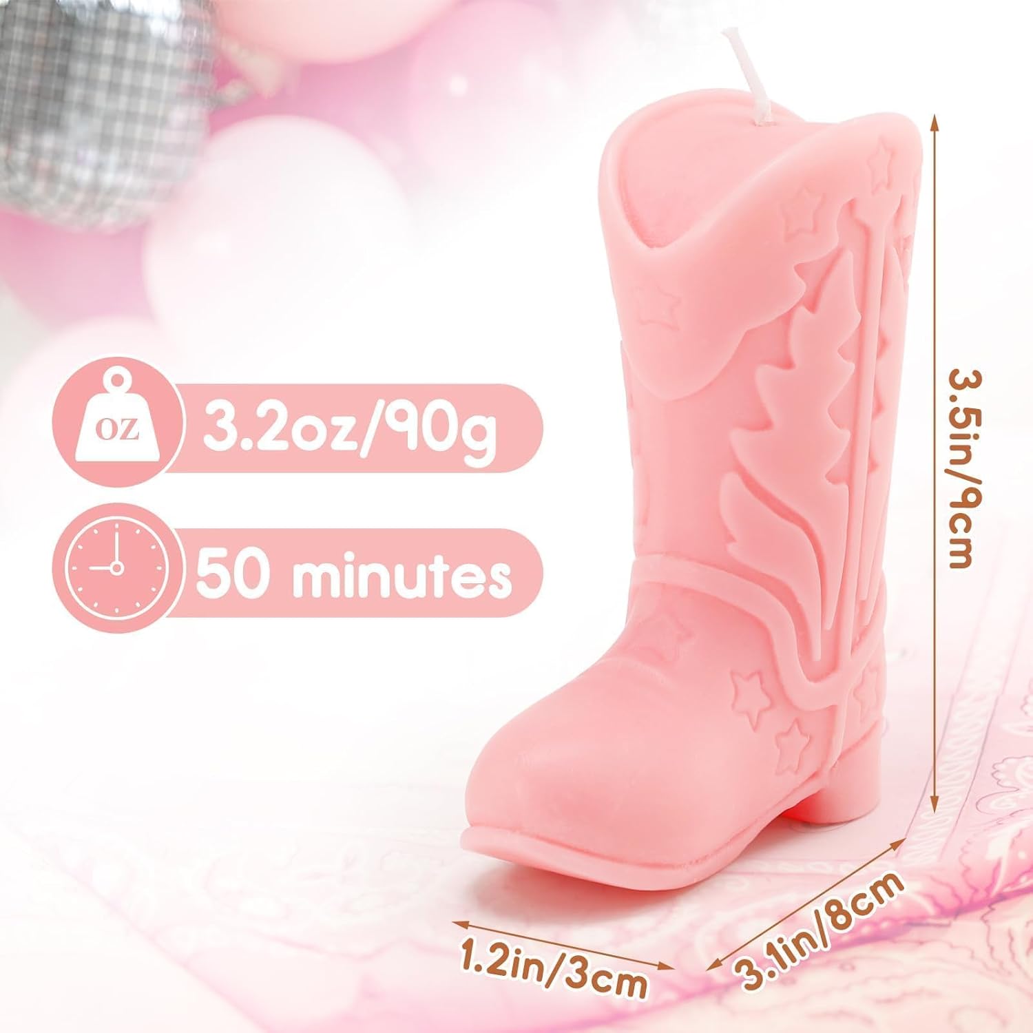 Cowgirl Boot Candle Set, 2Pcs Western Cowboy Boot Soy Wax Candles, Lavender Scented Pink Decorative Candles For Bedroom Home Decor, Birthday Gifts For Women