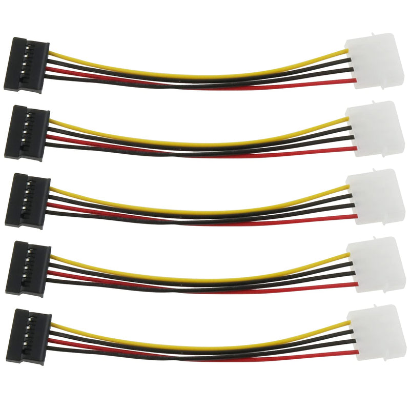 5Pcs 7-Inch 4-Pin Molex-To-Sata Power Cable Adapter