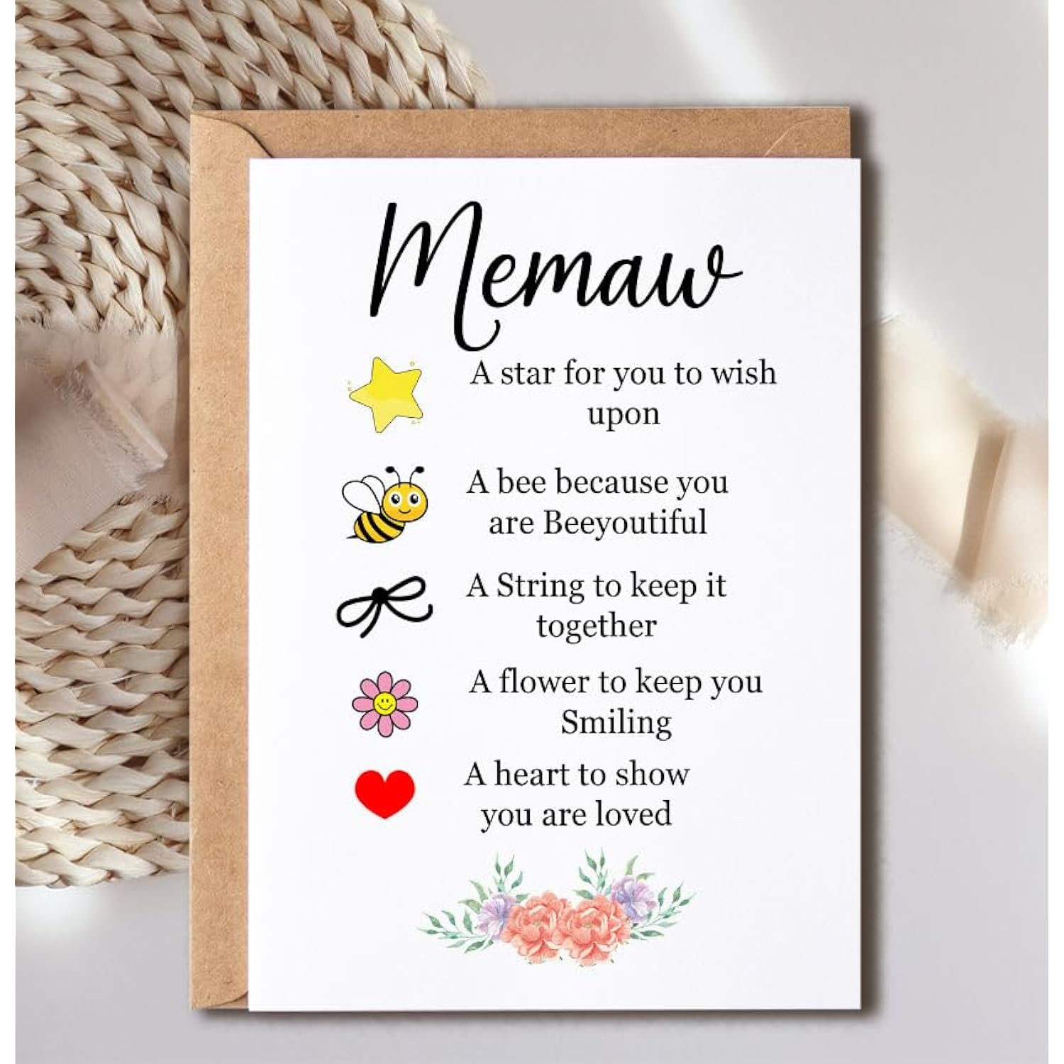 Memaw Card - Memaw I Love You Gift - Token I Love Gift - Appreciation Gift - Mothers Day Gift For Memaw - Gift For Memaw - Birthday Gift For Memaw - I Love You Memaw Card