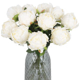10Pcs White Silk Peonies With Single Stem - Faux Flowers For Wedding Table Centerpieces, Home Decorations, Bridal Bouquets & Floral Arrangements