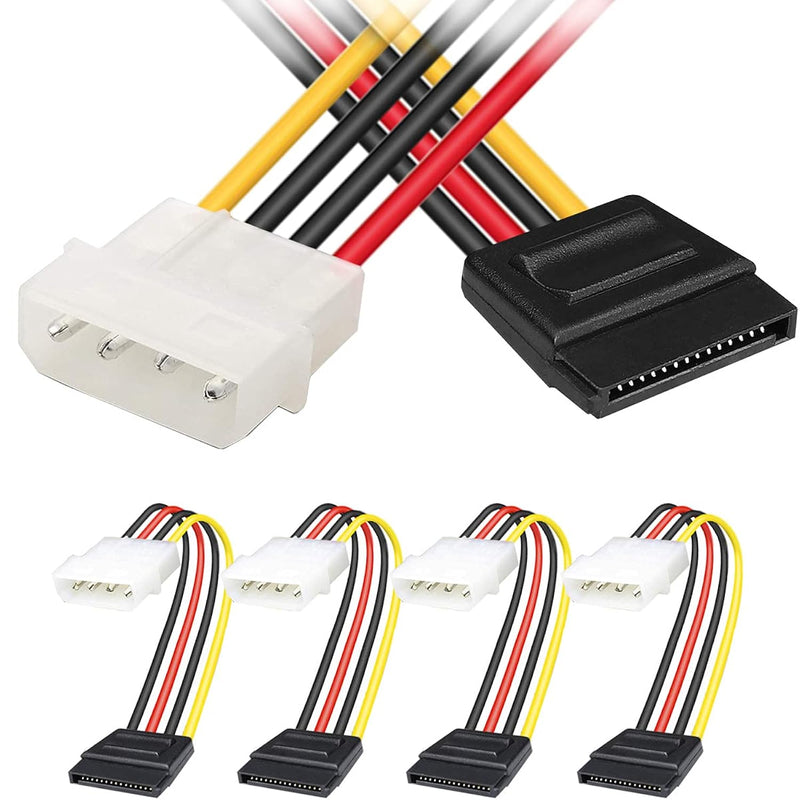 10 Pack Sata To Molex, 4 Pin Lp4 Male To 15 Pin Sata Female Power Cable Adapte