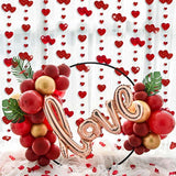 52Ft Valentines Day Party Decorations Red Heart Garland Metallic Glitter Hanging Heart Streamer Banner For Anniversary Mother'S Day Engagement Wedding Bridal Shower Bachelorette Hen Party Supplies