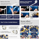 Navy Blue Birthday Confetti Balloons Kit Set 50 Pieces Photography Backdrop Banner Package For Boys Girls Men Women Birthday Party Decorations Supplies(Navy Blue And Gold)