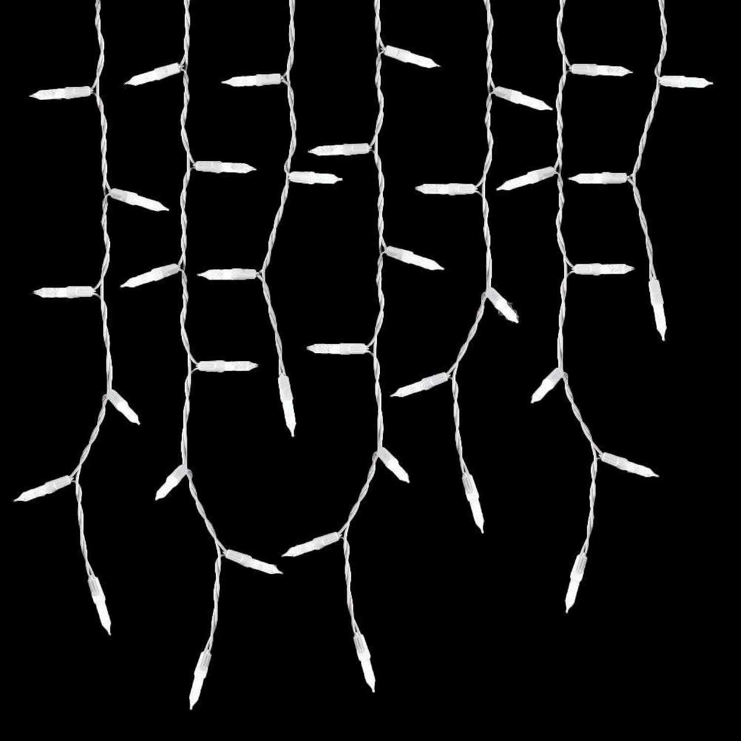 Outdoor Christmas Icicle Lights Soft White - 100 Count - 8.5 Ft - Warm White Icicle Christmas Lights - Waterproof - Ul L