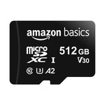 512GB Micro SDXC Memory Card, A2, U3, 100MB/s Read Speed, Full Adapter, Black