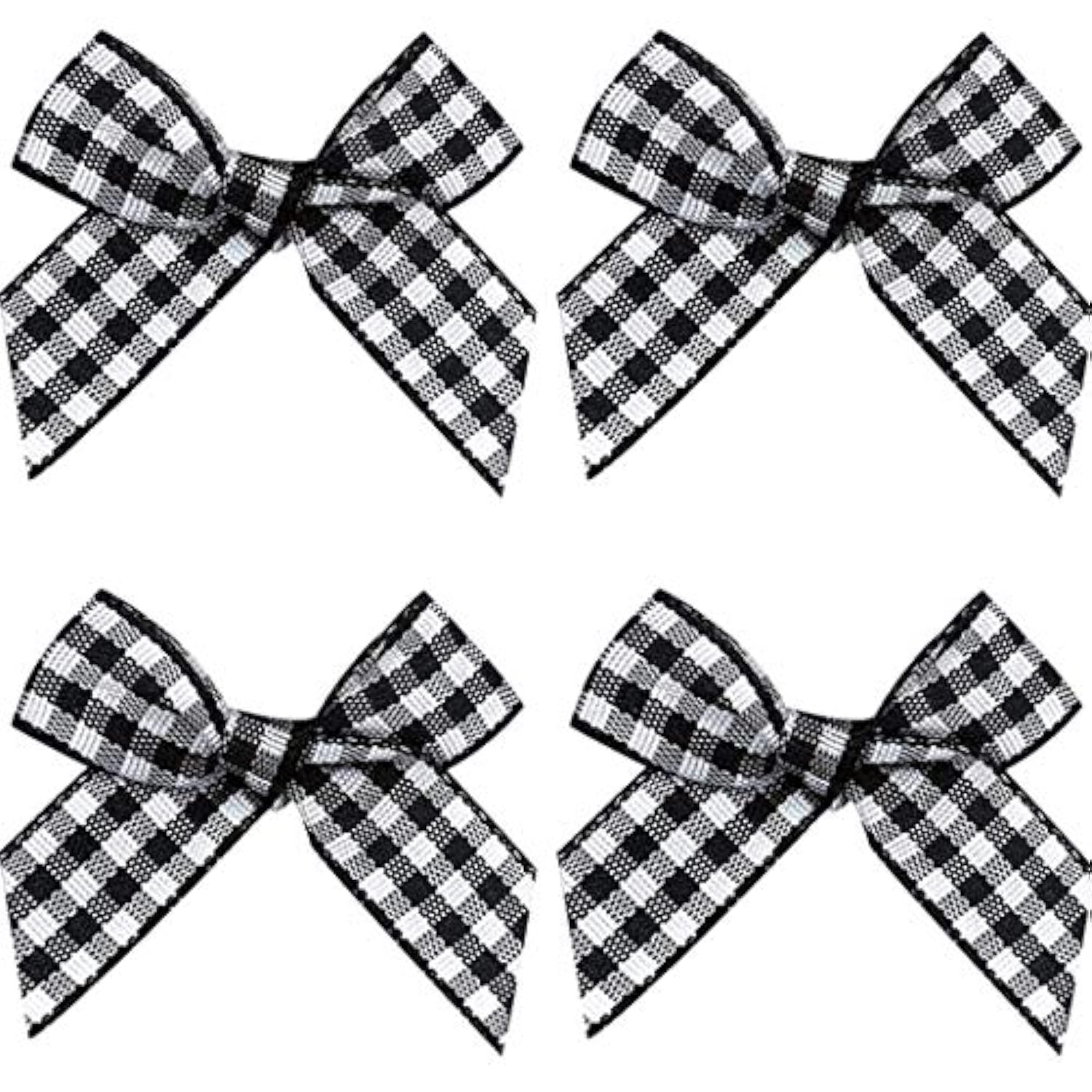 Gingham Craft Ribbon Bows Mini Checkered Ribbon Flowers Appliques For