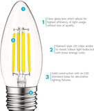Vintage E26 Candelabra LED Bulbs 5000K Bright White Dimmable Edison Filament Light Bulbs 6 Pack