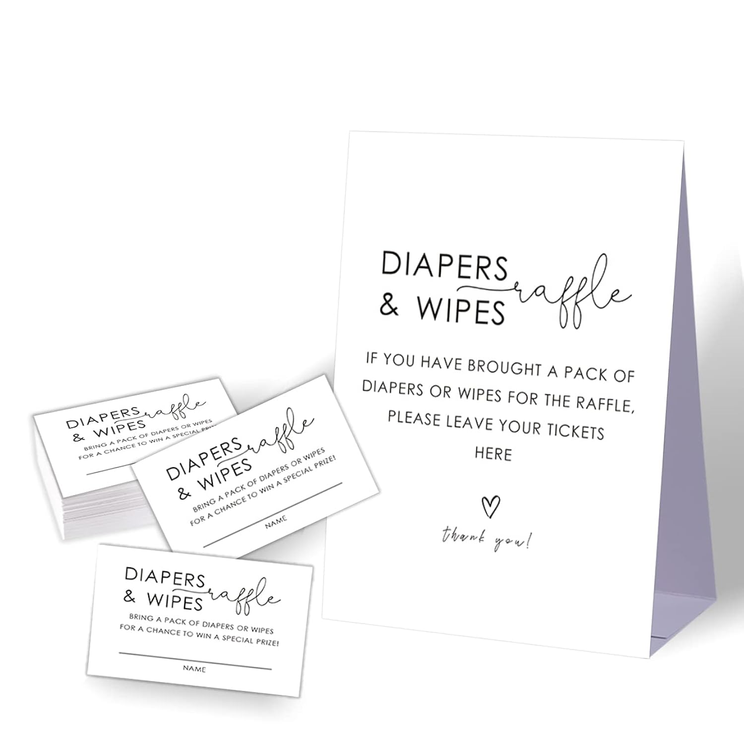 Diaper Raffle Tickets For Baby Shower,Rustic Baby Shower Decorations,Fun Gender Reveal Games For Adults,Neutral Gender Reveal Party Supplies,1 Sign & 50 Cards Set