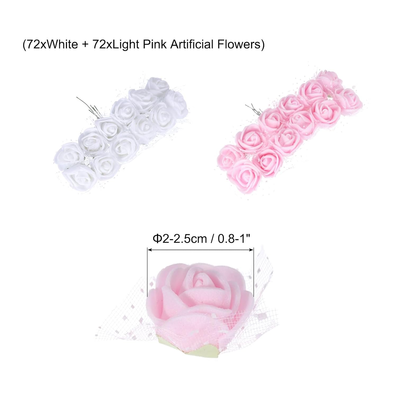 Artificial Flowers, White And Light Pink Fake Roses With Lace For Diy Wedding Decor Floral Arrangements Bridal Valentines Day 144Pcs