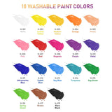 18 Colors Large Washable Paint Set For Kid (8.4Oz,250 Ml), Acrylic Bulk Paint Supplies Non Toxic Children Tempera Paint For Art, Craft Diy, Poster & Finger Paint, School, Home,Classroom, Party