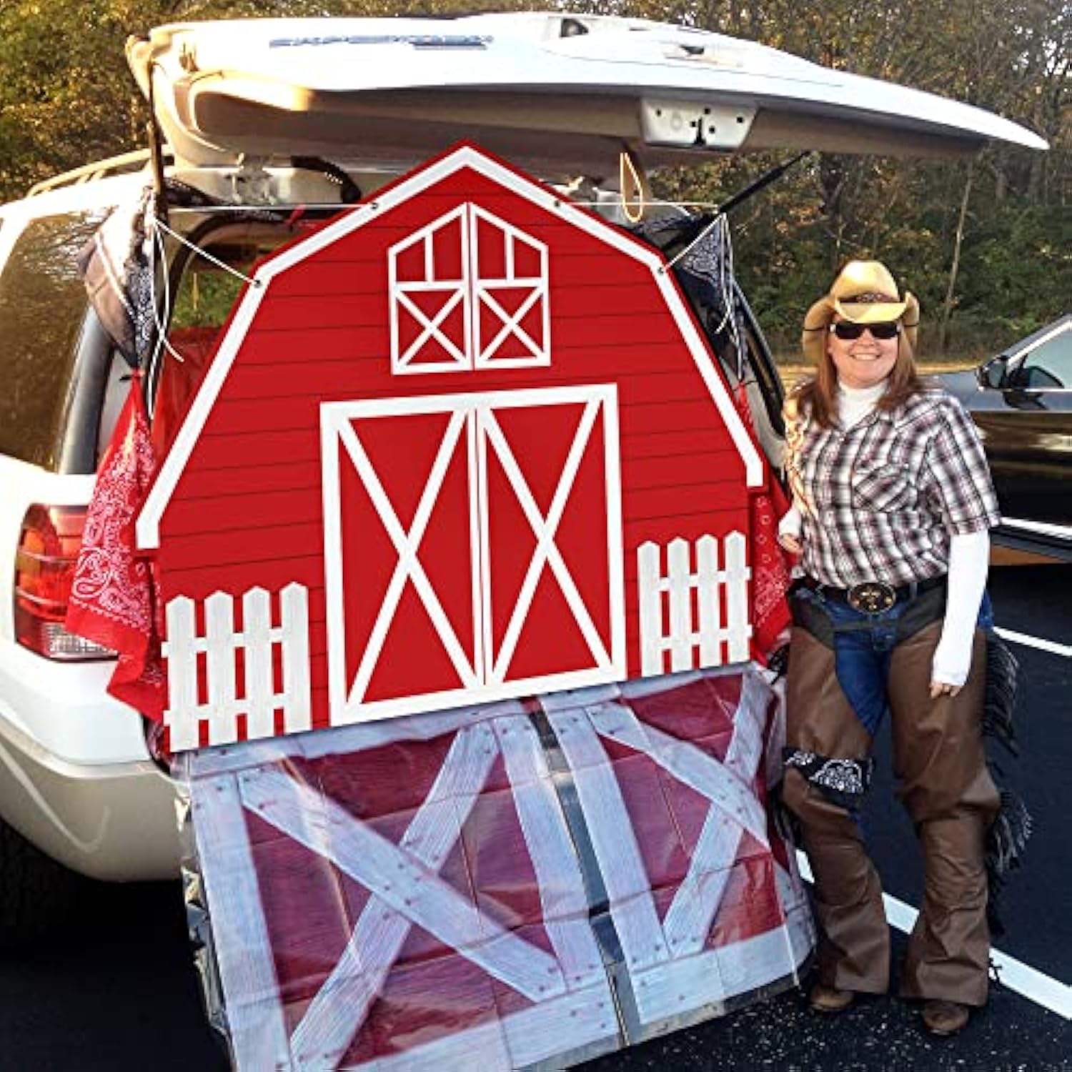 Farm Theme Trunk Or Treat Decorations Banner For Cars, Red Farmhouse C