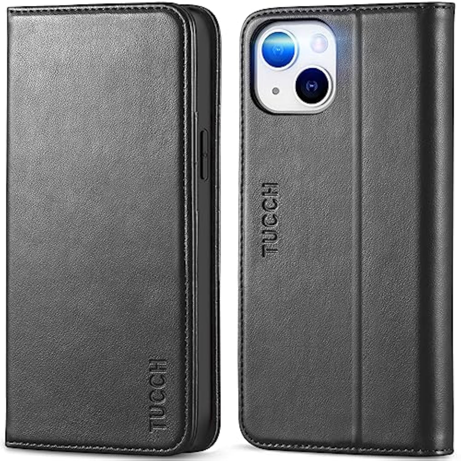 TUCCH Case Wallet for iPhone 14 6.1", [3 Card Holder] Slots [RFID Blocking] Stand Flip Folio PU Leather Cover, with [TPU Shockproof Interior Case] Compatible with iPhone 14 2022, Classic Black